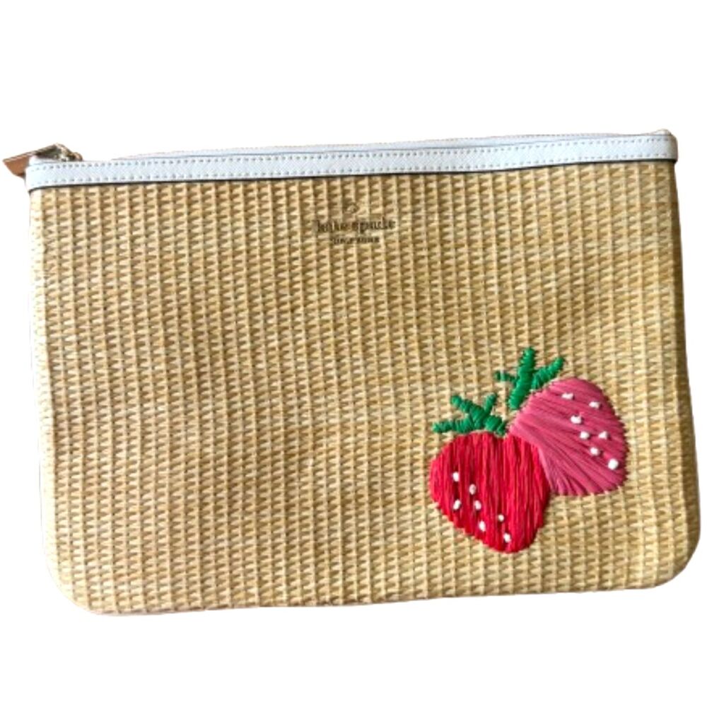 Kate Spade New York Picnic In The Park Large Zip Pouch Clutch Bag Strawberries